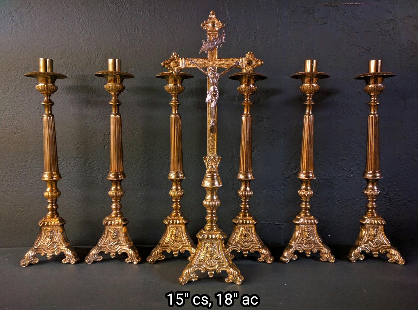 Pair Of Brass Candle Sticks Church Candle Holder Nickel Finish 