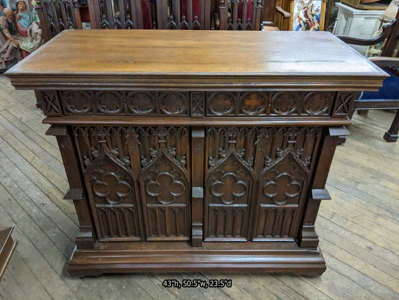 Antique-Gothic-Revival-Dark-Wood-Altar