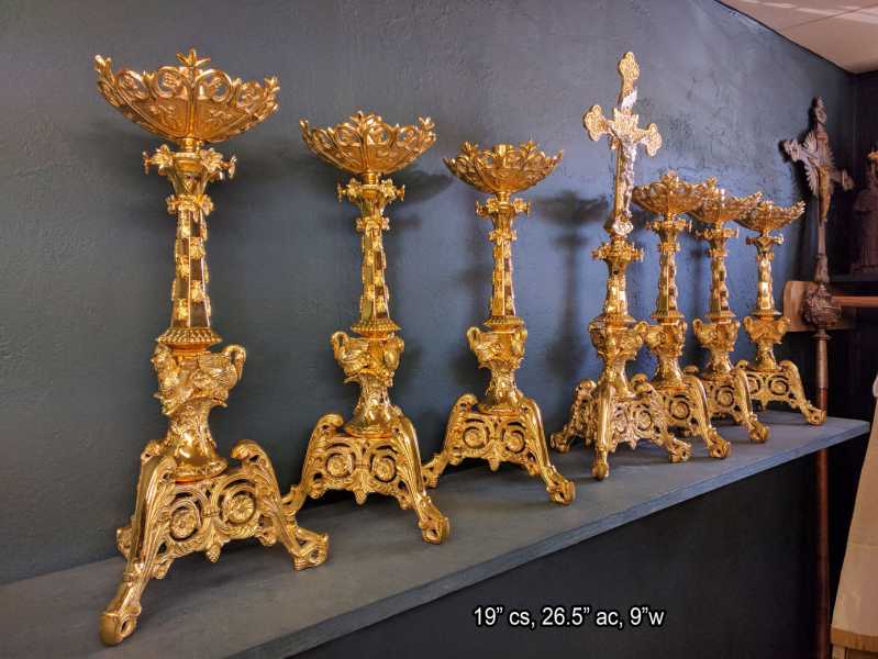 Pelican-Piety-Bees-Candlestick-Altar-Cross-Set